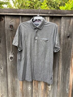 Ted Baker Men's Heather Gray Polo with Contrast Trim